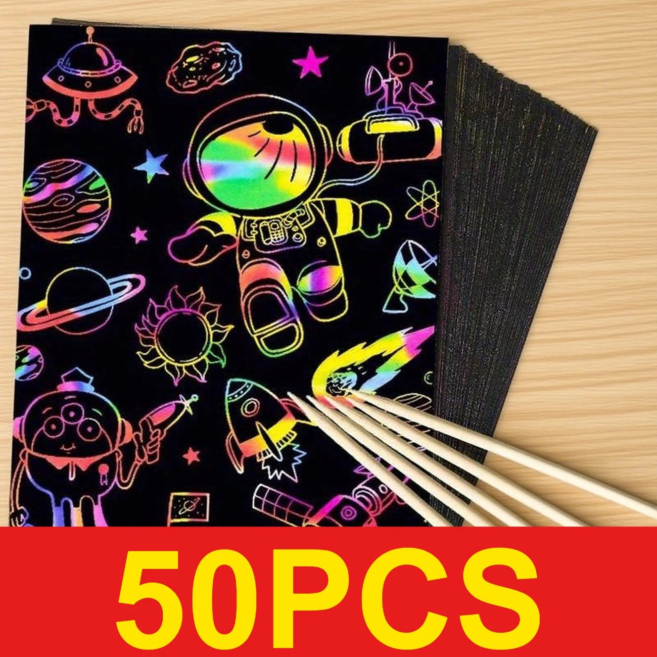 Art Craft Kits For Kids - 50개 스크래치 페이퍼 어린이용 레인보우 매직