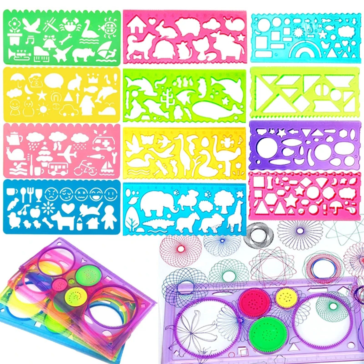 Art Craft 4 Years Old - 기하학 Spirograph 드로잉 스텐실 세트 그림