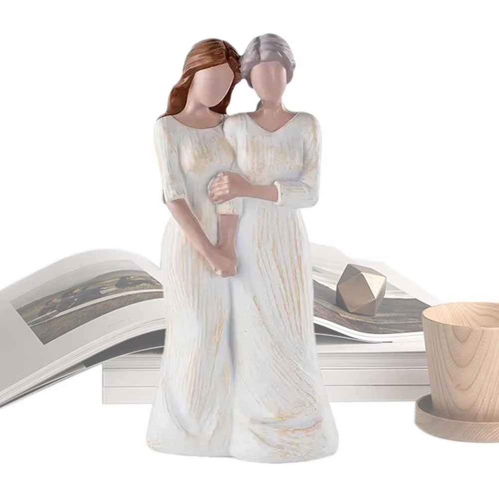 Art And Craft For Mother'S Day - 손으로 그린 엄마와 딸 조각상 레진