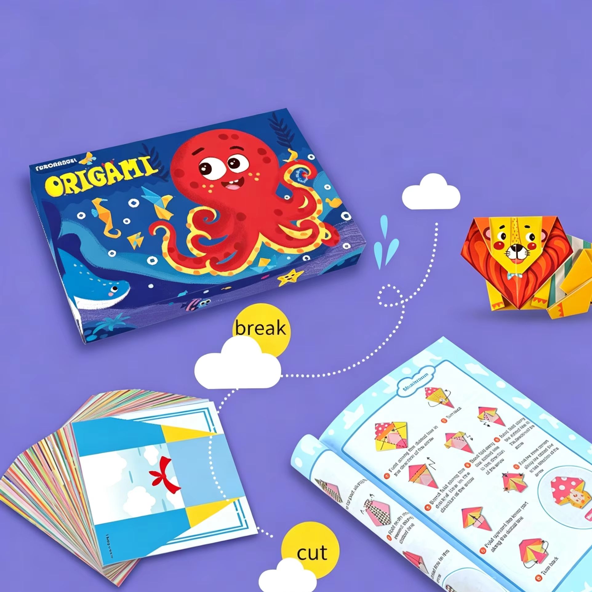 Art Craft 4 Years Old - 108페이지 몬테소리 만화 동물 종이접기 세트,
