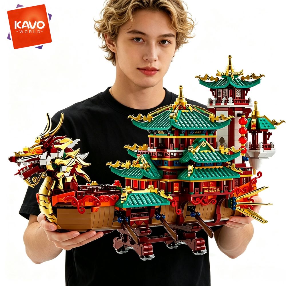 Art Craft Meaning - KAVOWORLD 2453피스 드래곤 보트 조립 블록