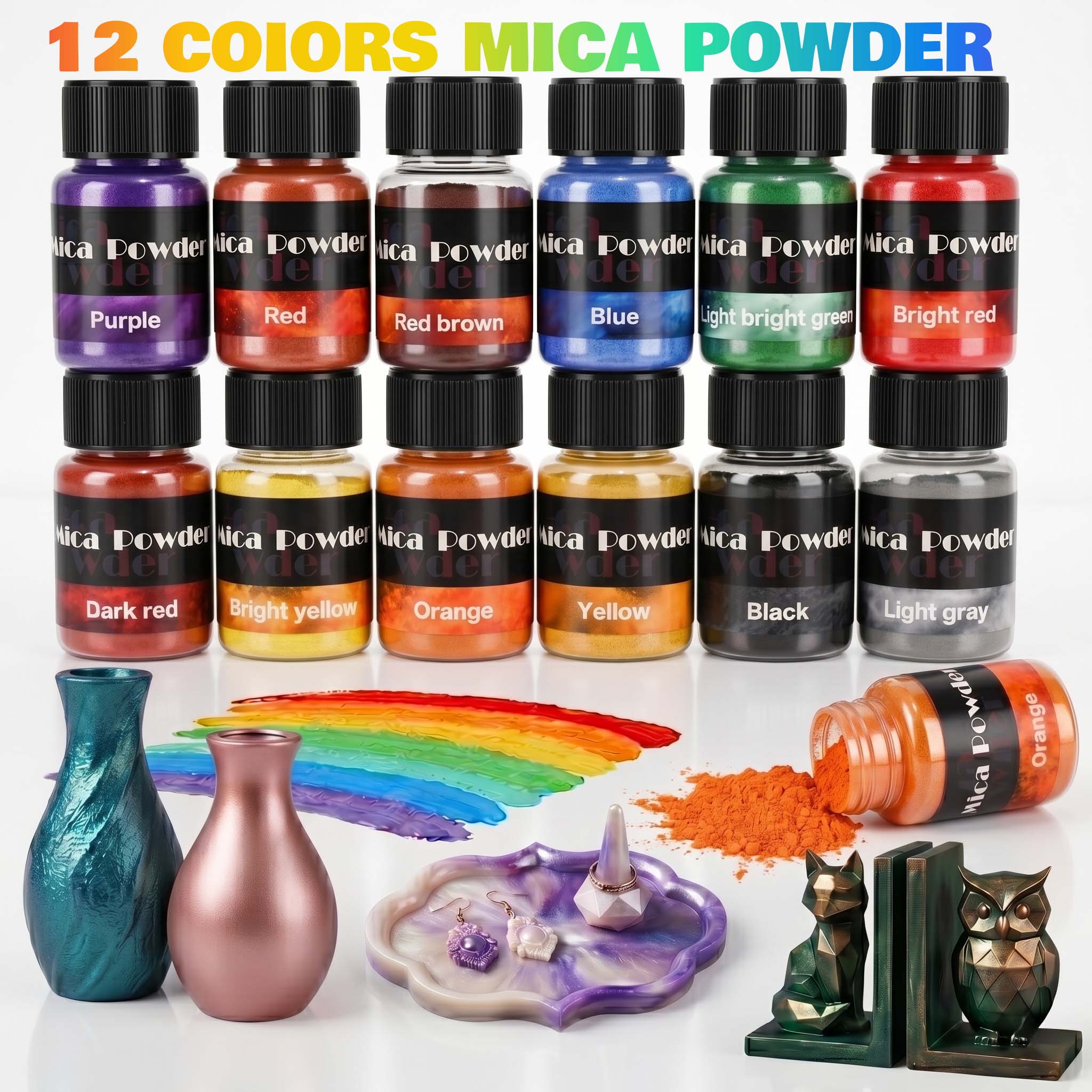 Resin Pigment Powder - 12색 석고 안료 분말 염료 DIY