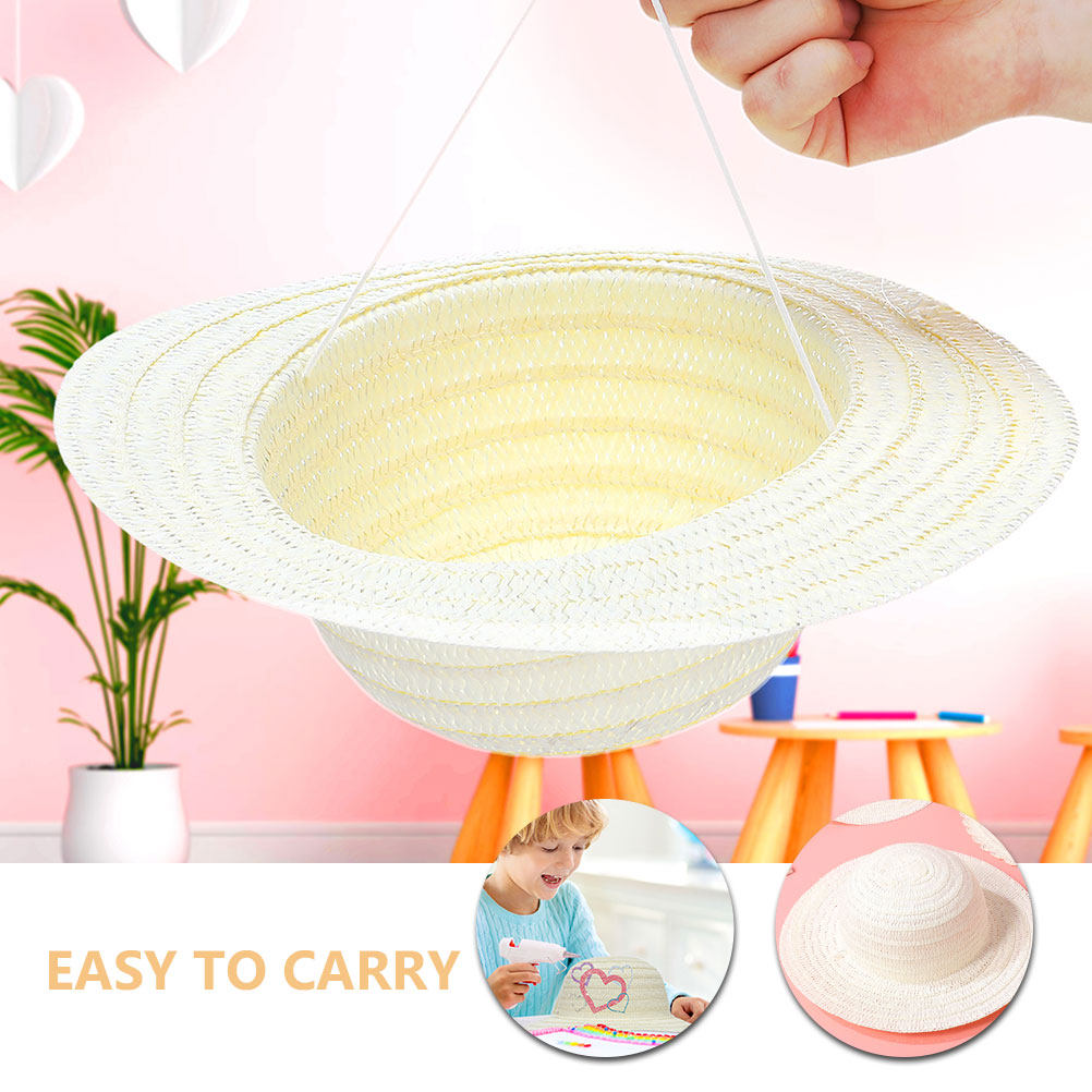 8Pcs DIY 어린이 밀짚 모자 흰색 빈 모자 그림  - Art Craft Activity 리뷰 및 가격