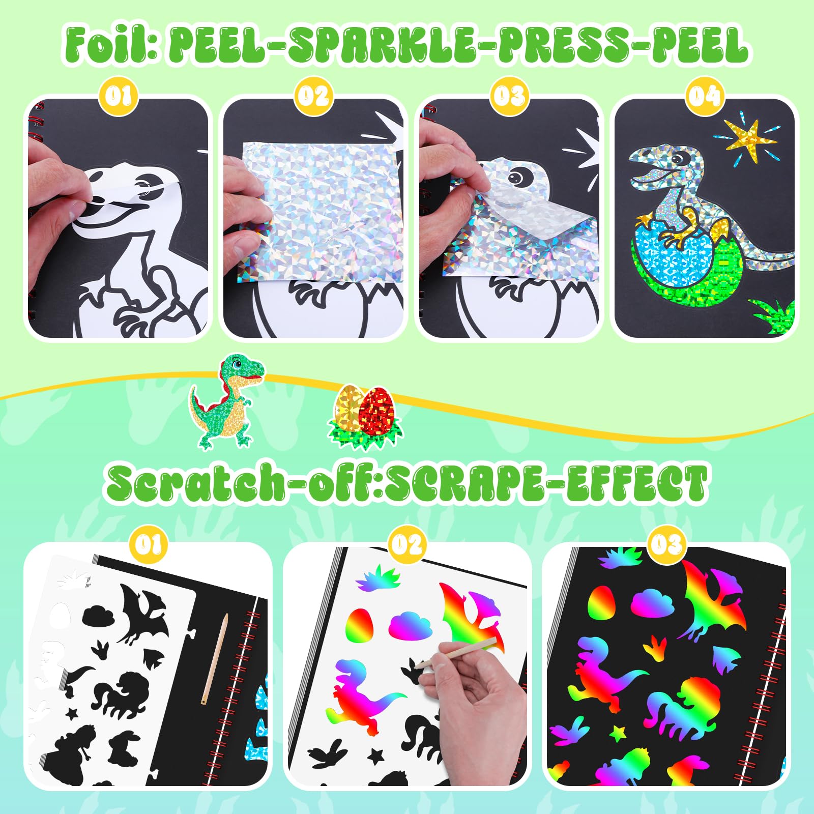 공룡 스크래치 아트북 (어린이용) - 호일 스크래치 아 - Art Craft Kits For Kids 리뷰 및 가격
