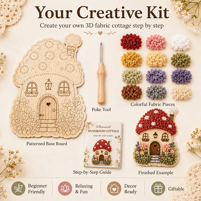 3D 버섯집 포케 아트 DIY 키트 패브릭 펀치 니들  - Craft Art Set 리뷰 및 가격
