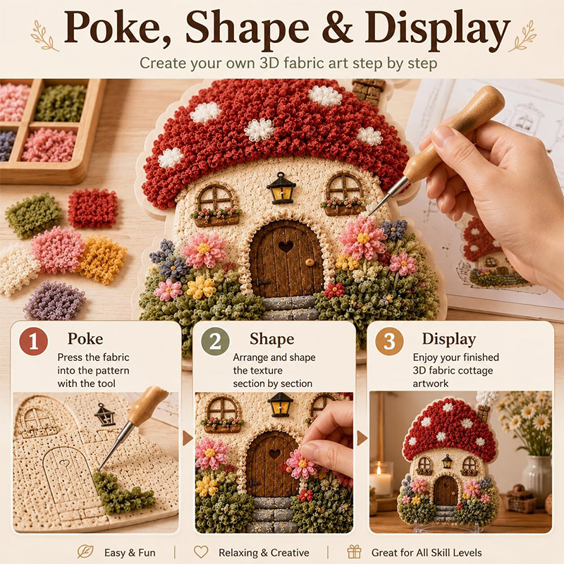 3D 버섯집 포케 아트 DIY 키트 패브릭 펀치 니들  - Craft Art Set 리뷰 및 가격